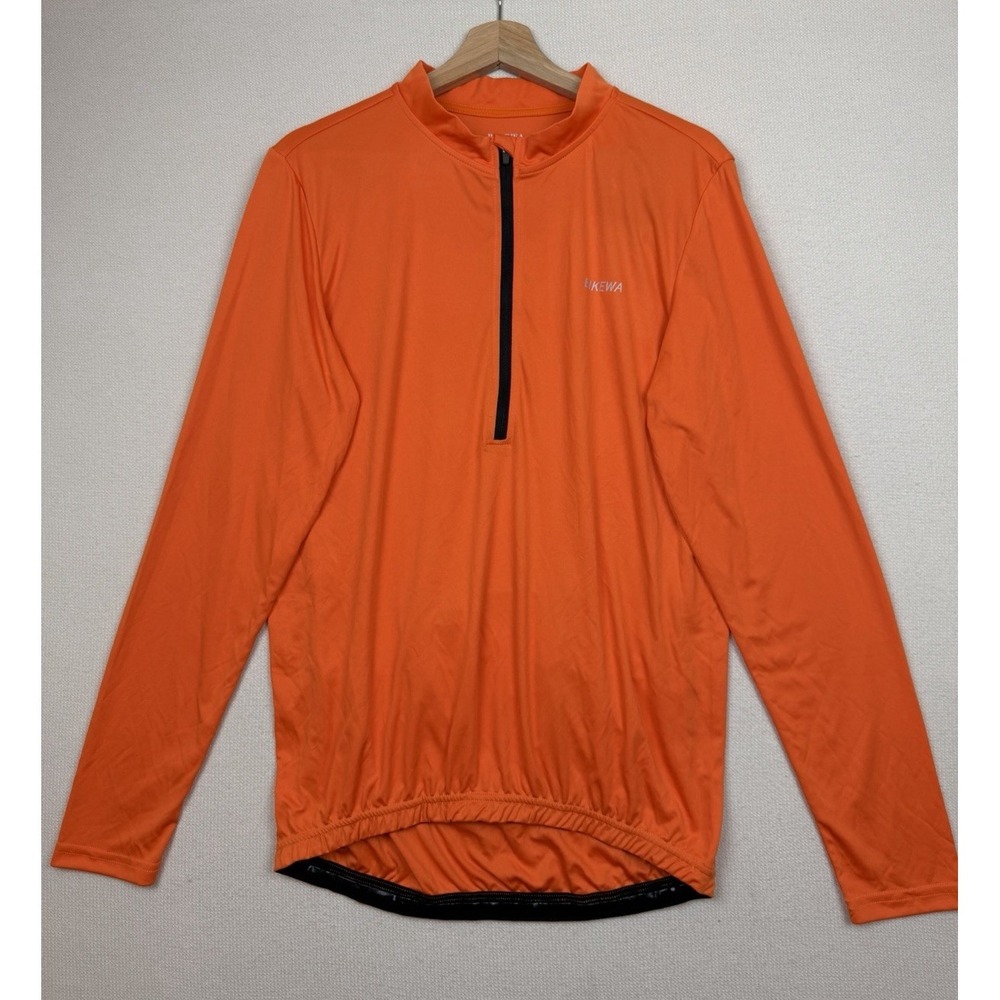 NWT Bikewa Men's Orange 1/4 Zip Cycling Jacket Size Large Lightweight Athleisure
